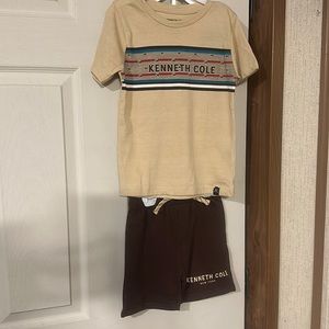 *FINAL* KENNETH COLE 2 PIECE OUTFIT: TEE/SHORTS: TAN/BROWN:NEW WITH TAGS:SIZE 4T